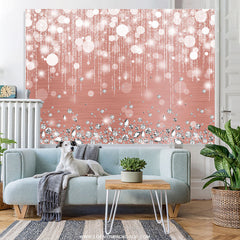 Lofaris Silver Diamonds Bokeh Dark Pink Birthday Party Backdrop
