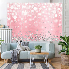 Lofaris Silver Diamonds Bokeh Pink Birthday Party Backdrop