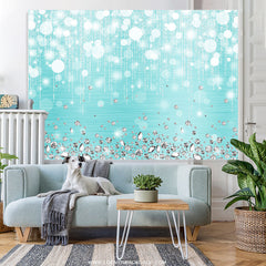 Lofaris Silver Diamonds Bokeh Sea Blue Birthday Party Backdrop