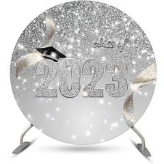 Glitter Silver And Burgundy Flower Round Grad Backdrop