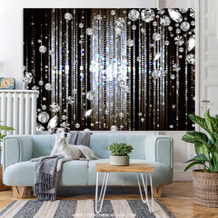 Lofaris Silver Glitter Diamonds Black Birthday Party Backdrop