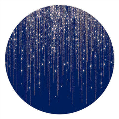 Lofaris Sliver Glitter Navy Blue Round Birthday Party Backdrop