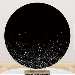 Lofaris Silver Light Glitter Black Round Birthday Backdrop