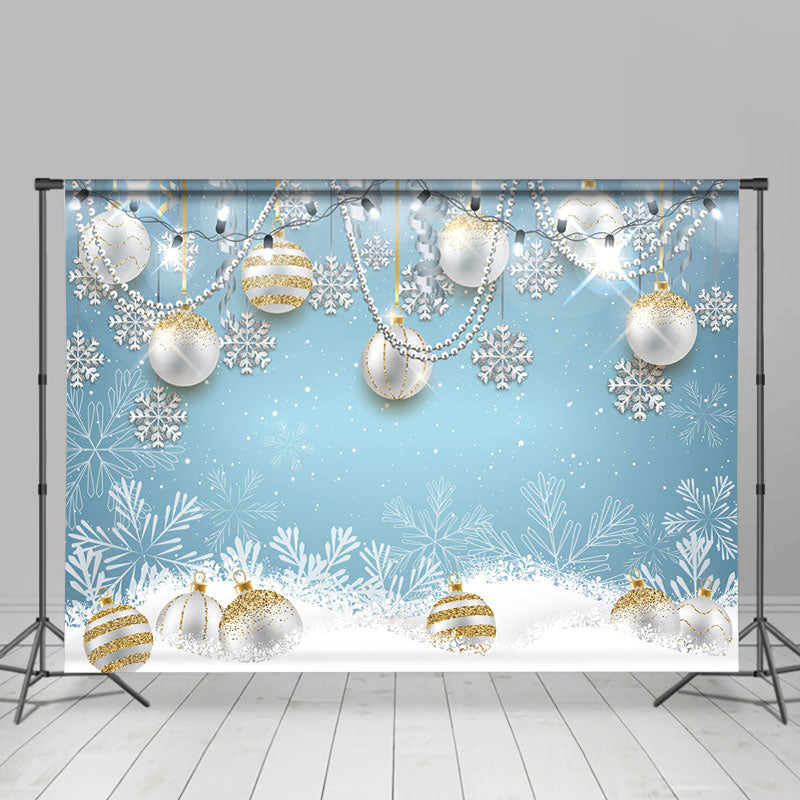Lofaris Silver Pearl Ball With Snowflake Christmas Backdrop