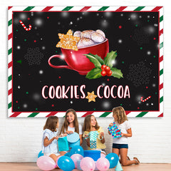 Lofaris Snowflake Cookie and Cocoa Christmas Black Backdrop for Decor