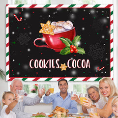 Lofaris Snowflake Cookie and Cocoa Christmas Black Backdrop for Decor