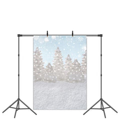 Lofaris Snowflake Forest White Glitter Winter Party Backdrop