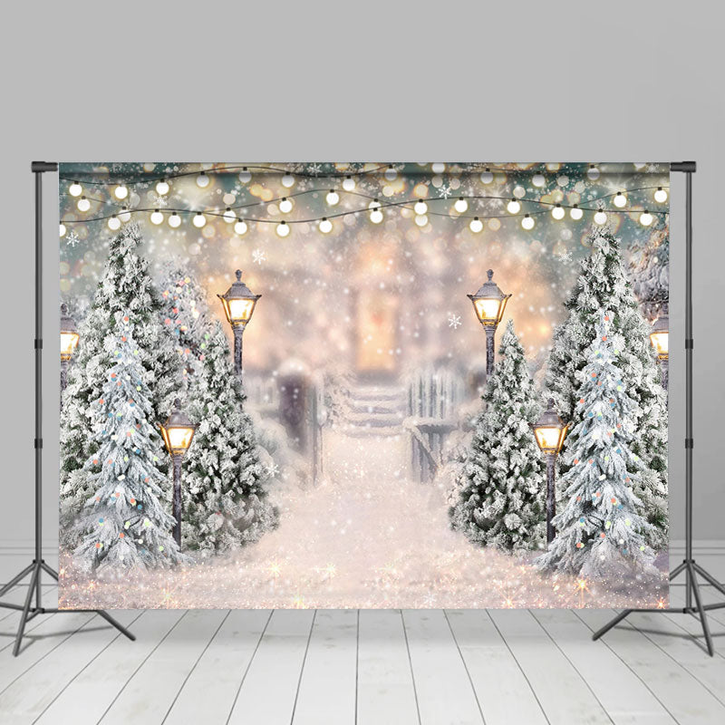 Lofaris Snowflake Glitter Street Lamp Winter Christmas Backdrop