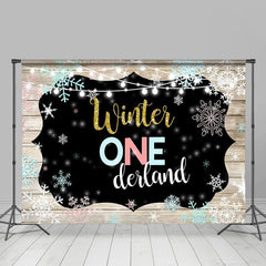 Lofaris Snowflake Winter Onederland Wooden Backdrop for Kids