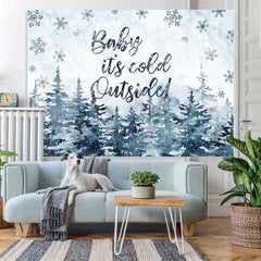 Lofaris Snowflake Forest Winter Photo Backdrop for Baby Shower