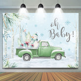 Lofaris Snowman On The Truck Winter Theme Baby Shower Backdrop