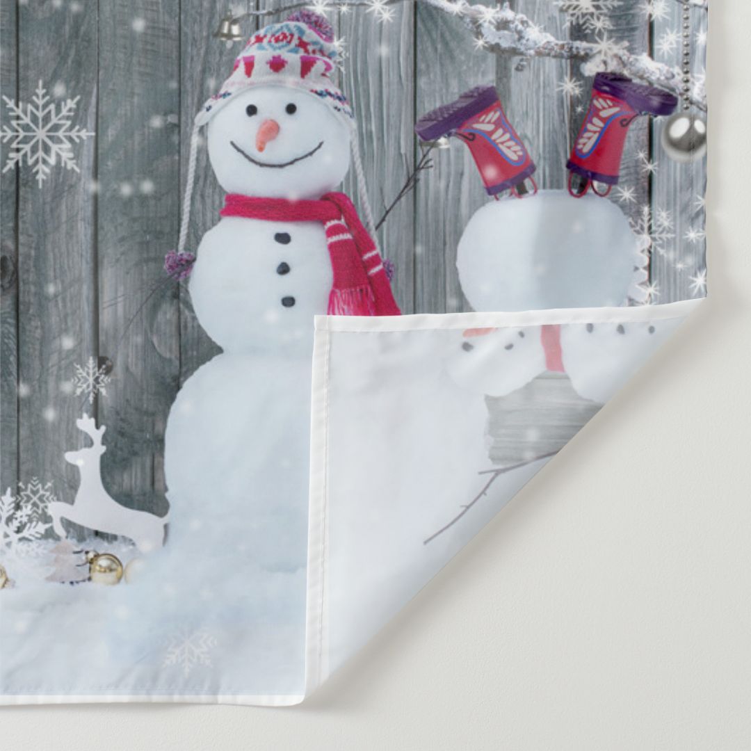Lofaris Snowman With Snowflake Wooden Merry Christmas Backdrop