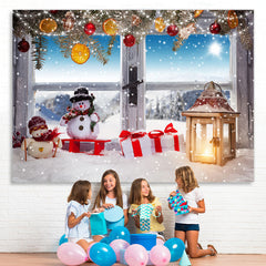 Lofaris Snowy And Glitter Christmas Balls Gifts Backdrop