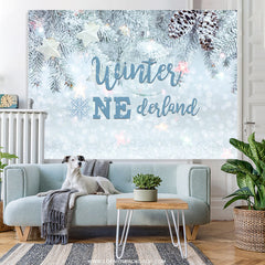 Lofaris Snowy Bokeh Christmas Themed Winter Onederland Backdrop
