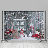 Lofaris Snowy Christmas Snowman With Gifts Winter Backdrop