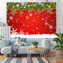 Lofaris Snowy Christmas With Shiny Star And Snowflake Backdrop