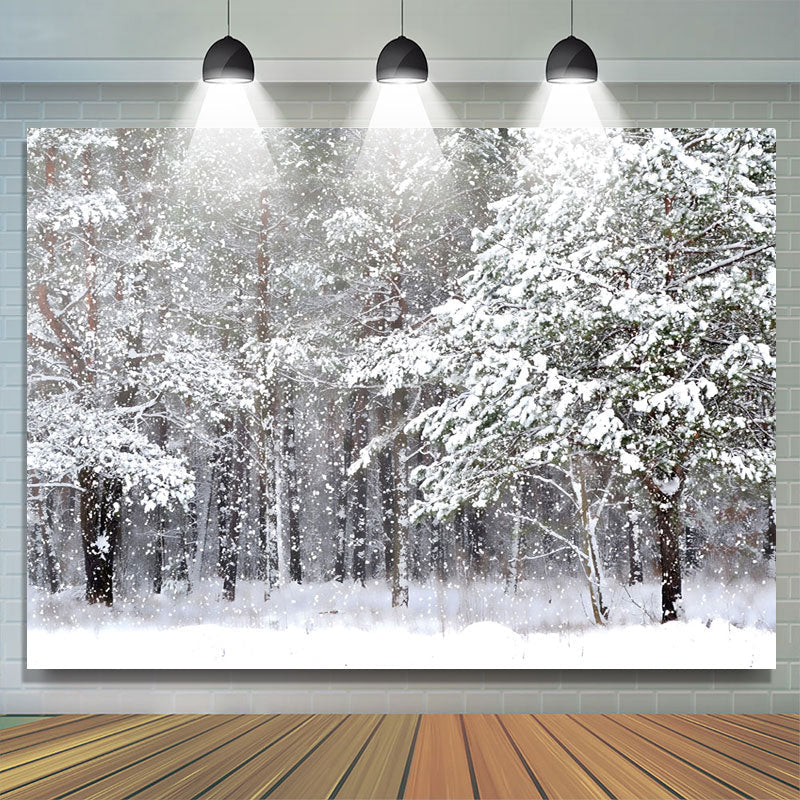 Lofaris Snowy Foest With Peaful White Scene Winter Backdrop
