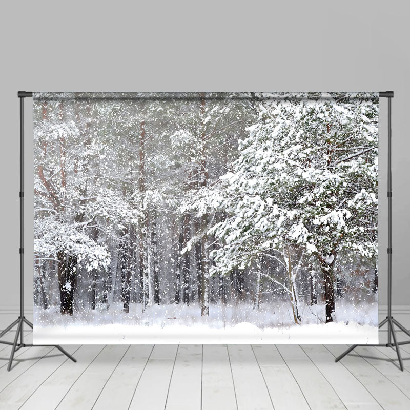 Lofaris Snowy Foest With Peaful White Scene Winter Backdrop