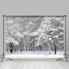 Lofaris Snowy Foest With Peaful White Scene Winter Backdrop