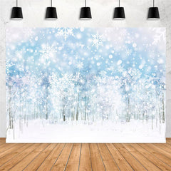 Lofaris Snowy Forest White Winter Backdrop for Christmas