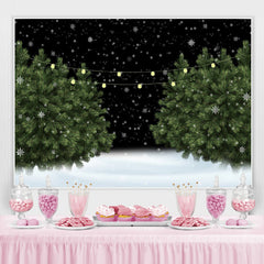 Lofaris Snowy Night Green Pine Tree in the Snow Winter Backdrop