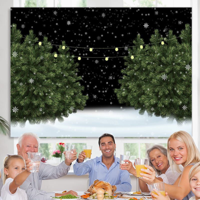 Lofaris Snowy Night Green Pine Tree in the Snow Winter Backdrop