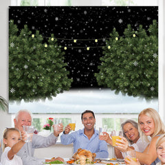 Lofaris Snowy Night Green Pine Tree in the Snow Winter Backdrop