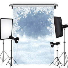 Lofaris Snowy Tree Blue And White Bokeh Backdrops for Winter