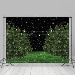Lofaris Snowy Winter Nights Green Pine Trees Backdrop