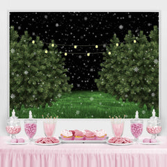 Lofaris Snowy Winter Nights Green Pine Trees Backdrop