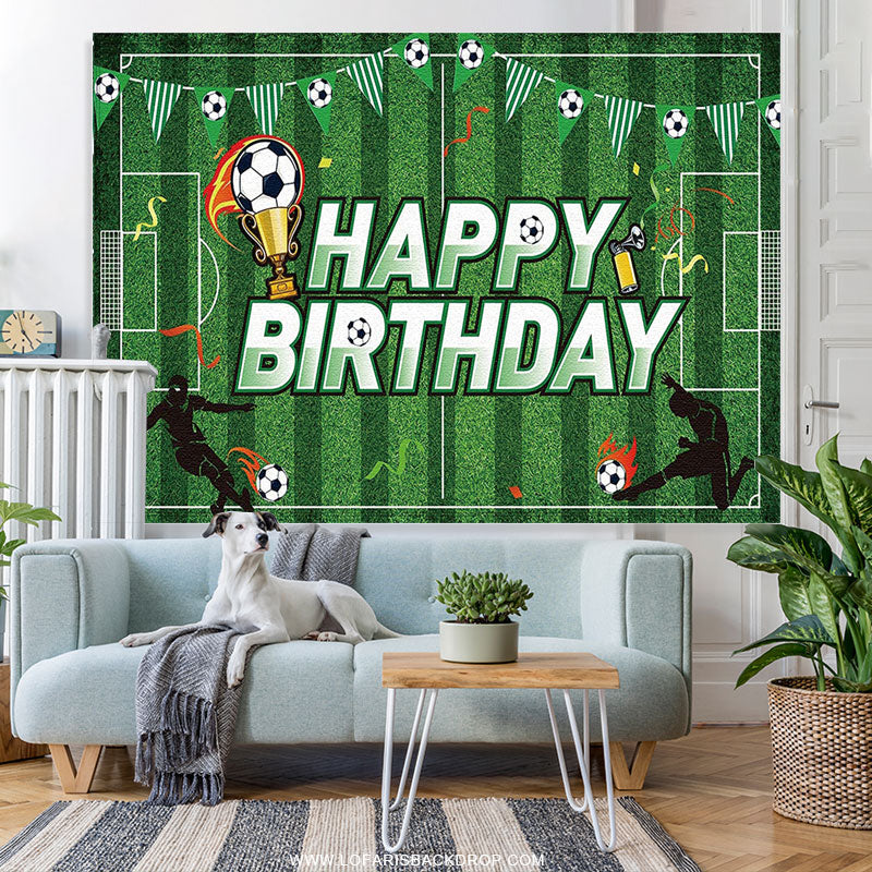 Lofaris Soccer Football Theme Boys Birthday Party Backdrop