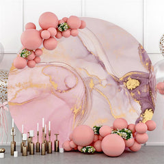 Lofaris Soft Pink Purple Line Artwork Round Abstract Backdrop