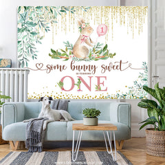 Lofaris Some Bunny Sweet Is One Happy Birthday Backdrop