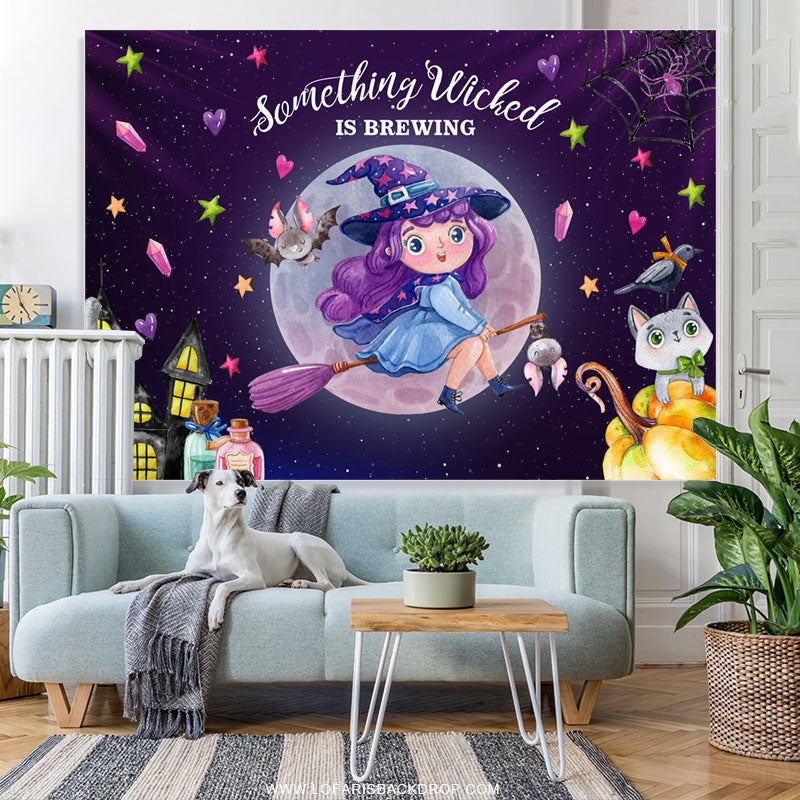 Lofaris Something Wicked Is Brewing Halloween Baby Shower Backdrop