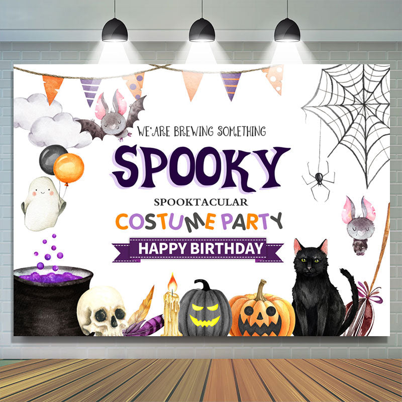 Lofaris Spooky Costume Party Halloween Happy Birthday Backdrop