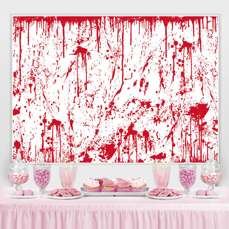 Lofaris Spooky Prank White and Red Backdrop for Halloween Party