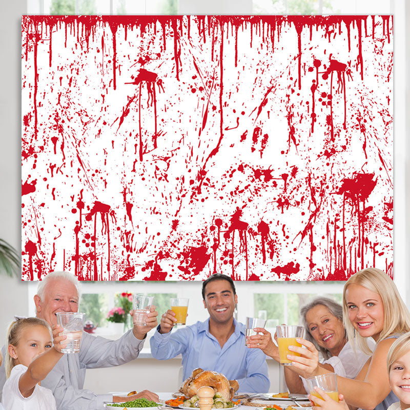 Lofaris Spooky Prank White and Red Backdrop for Halloween Party