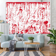Lofaris Spooky Prank White and Red Backdrop for Halloween Party