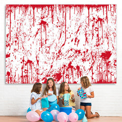 Lofaris Spooky Prank White and Red Backdrop for Halloween Party