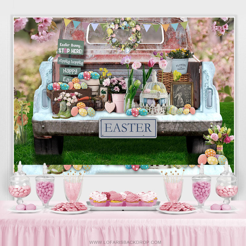Lofaris Spring Easter Backdrop For Car Full of Colorful Eggs