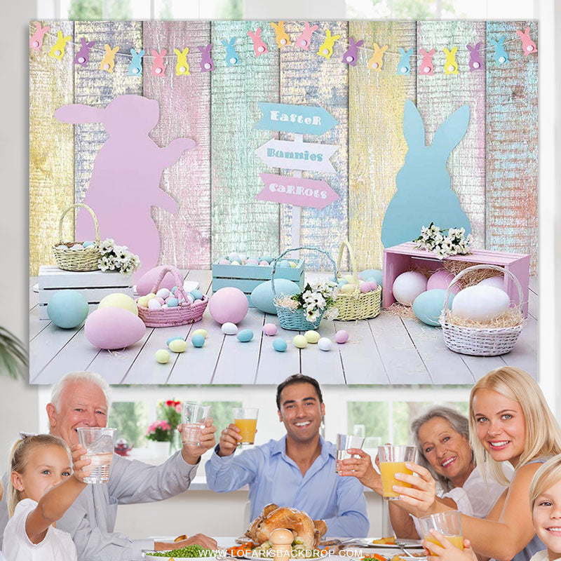 Lofaris Spring Easter Backdrop For Colored Eggs Happy Bunny Rabbit