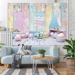 Lofaris Spring Easter Backdrop For Colored Eggs Happy Bunny Rabbit