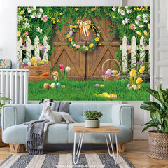 Lofaris Spring Flowers Easter Eggs Green Glass Party Backdrop
