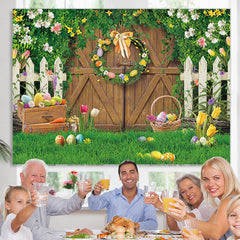 Lofaris Spring Flowers Easter Eggs Green Glass Party Backdrop