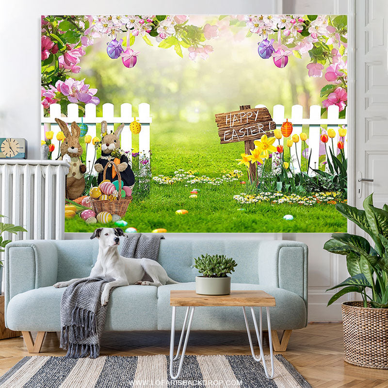 Lofaris Spring Holiday Floral Garden Happy Easter Backdrop