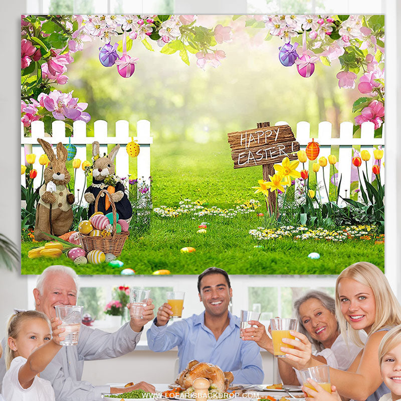 Lofaris Spring Holiday Floral Garden Happy Easter Backdrop