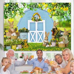 Lofaris Spring Plants With Blue House Happy Easter Backdrop