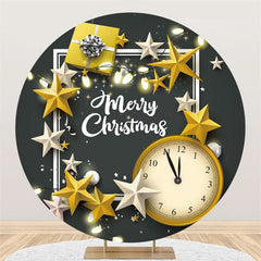 Lofaris Star With Gift And Clock Merry Christmas Circle Backdrop