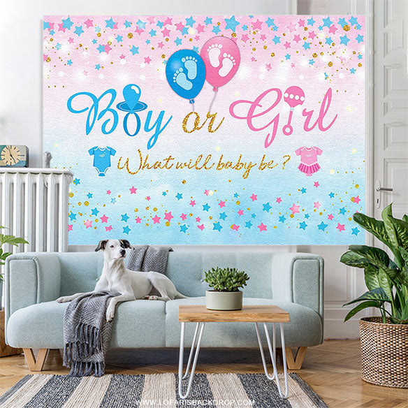 Lofaris Stars Boy Or Girl Blue Pink Gender Reveal Backdrop