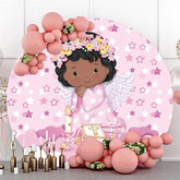 Lofaris Stars Circle Angel Pink Round Party Backdrops